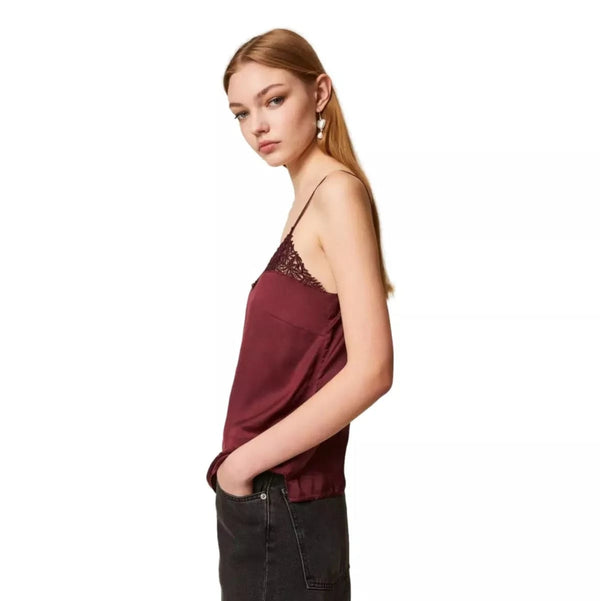 TWINSET M TOP Twinset Satijnen Top Bordeaux - Sisera Laren