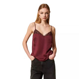 TWINSET M TOP Twinset Satijnen Top Bordeaux - Sisera Laren