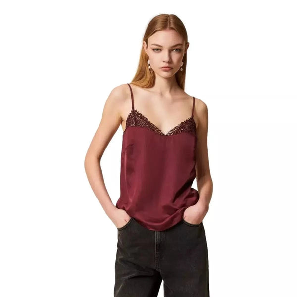 TWINSET M TOP Twinset Satijnen Top Bordeaux - Sisera Laren