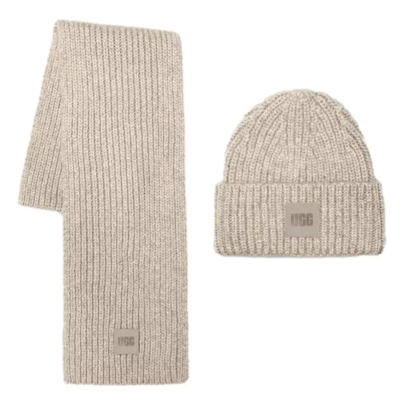 UGG M SJAAL ONE / GRIJS MELEE UGG Dames W Chunky Rib Knit Scarf Grijs Melee - Match Laren