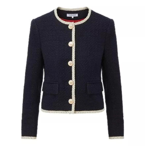 VERONICA BEARD M BLAZER Veronica Beard Mabel Collarless Tweed Jacket Marine - Match Laren