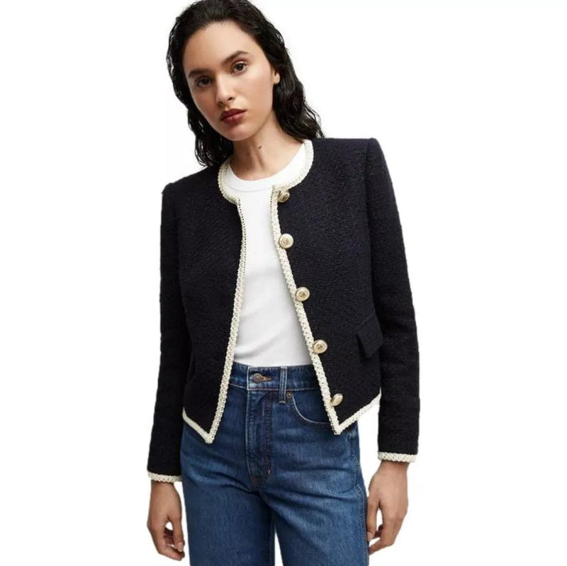 VERONICA BEARD M BLAZER Veronica Beard Mabel Collarless Tweed Jacket Marine - Match Laren