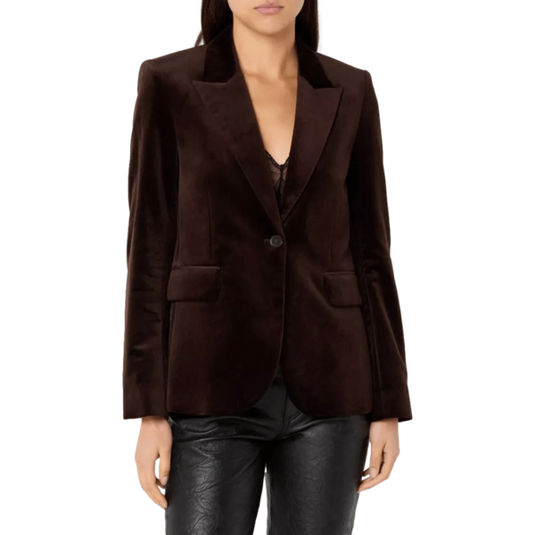 ZADIG & VOLTAIRE M BLAZER Zadig & Voltaire Blazer Vaska Velvet Donkerbruin - Match Laren