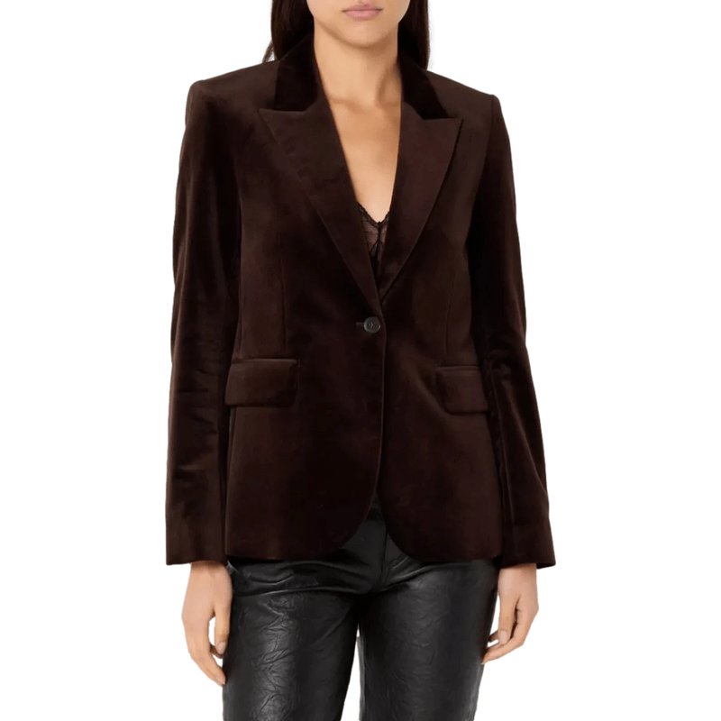 ZADIG & VOLTAIRE M BLAZER Zadig & Voltaire Blazer Vaska Velvet Donkerbruin - Match Laren