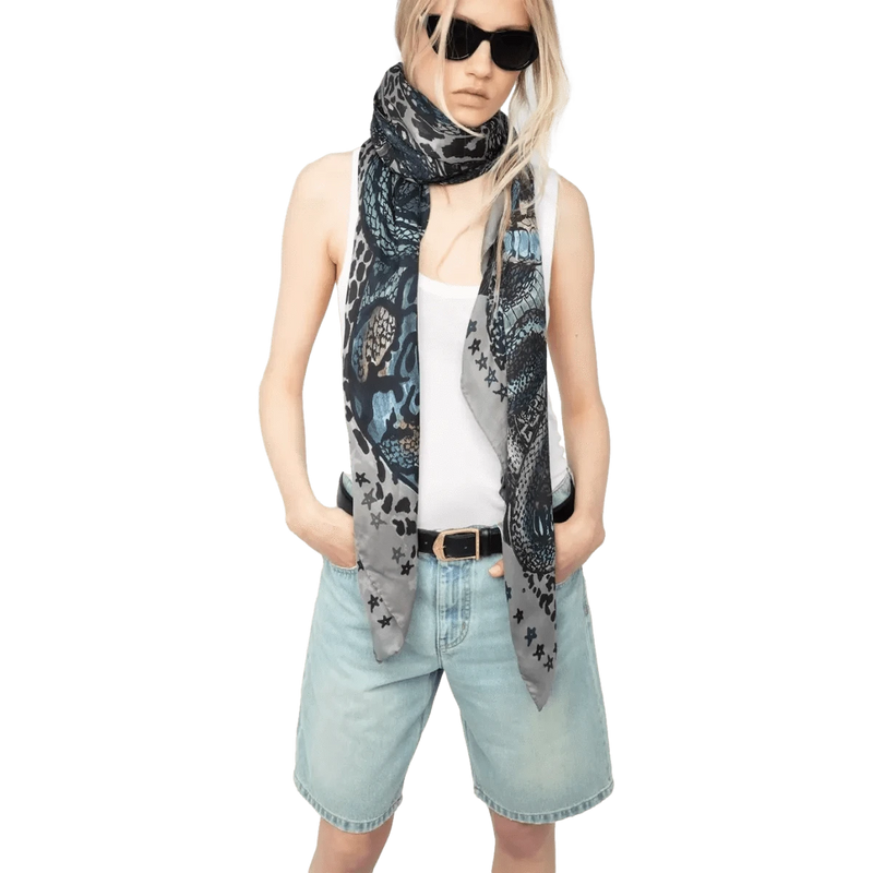 ZADIG & VOLTAIRE M SJAAL ONE / GRIJS COMBI Zadig & Voltaire Billie Snakes Sjaal Grijs - Match Laren