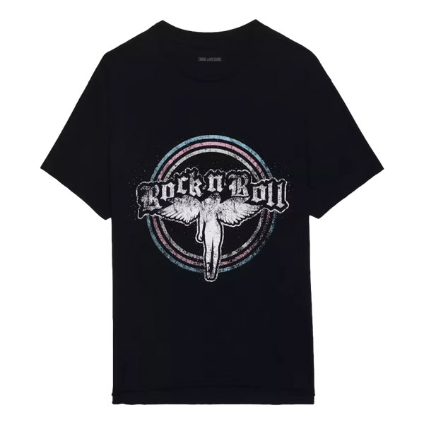 ZADIG & VOLTAIRE M T-SHIRT S / ZWART COMBI Zadig & Voltaire Tommer Fallen Angel T-Shirt Zwart Combi - Match Laren