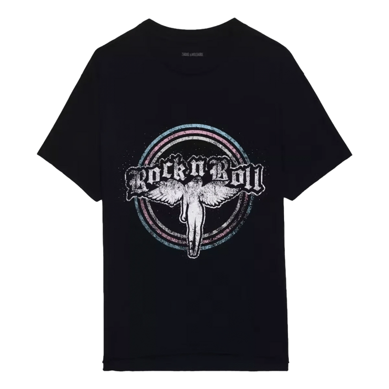 ZADIG & VOLTAIRE M T-SHIRT S / ZWART COMBI Zadig & Voltaire Tommer Fallen Angel T-Shirt Zwart Combi - Match Laren