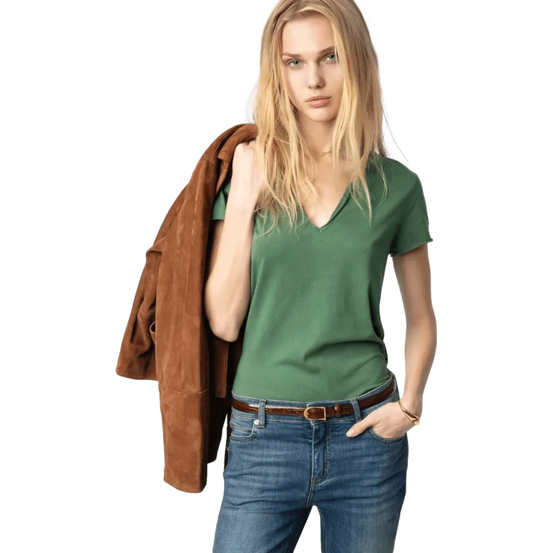 ZADIG & VOLTAIRE M T-SHIRT Zadig & Voltaire Fallen Angel Visnet T-Shirt Groen - Match Laren