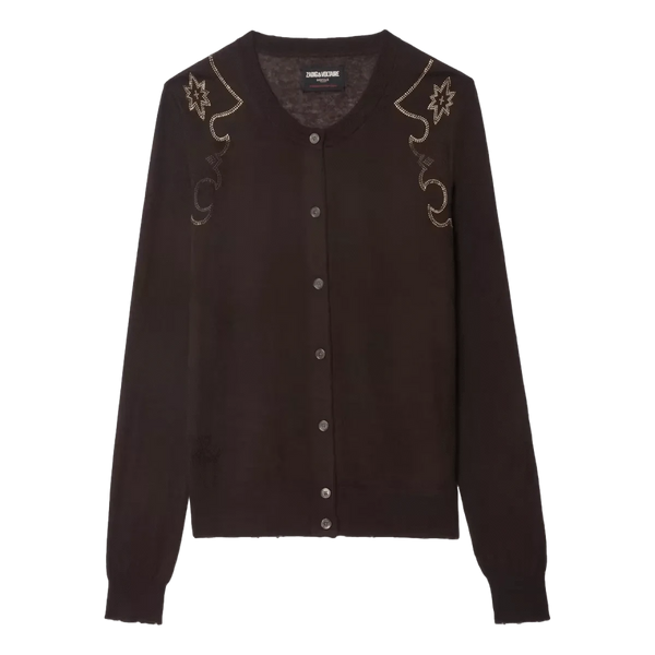 ZADIG & VOLTAIRE M VEST XS / DONKERBRUIN Zadig & Voltaire Vest Missya 100% Kasjmier Donkerbruin - Match Laren