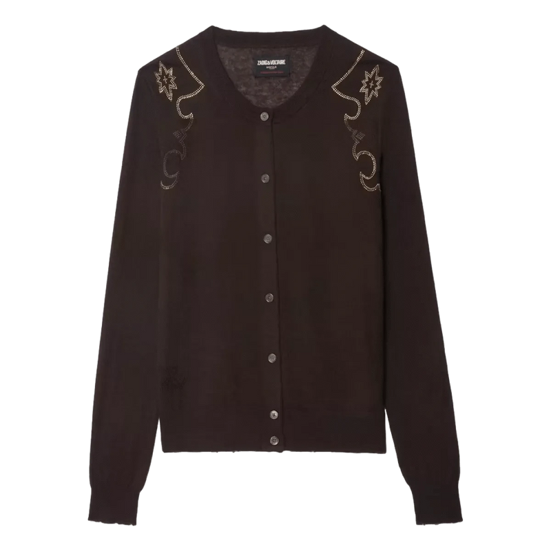 ZADIG & VOLTAIRE M VEST XS / DONKERBRUIN Zadig & Voltaire Vest Missya 100% Kasjmier Donkerbruin - Match Laren