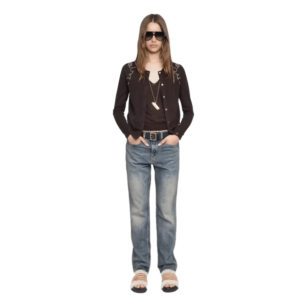 ZADIG & VOLTAIRE M VEST Zadig & Voltaire Vest Missya 100% Kasjmier Donkerbruin - Match Laren