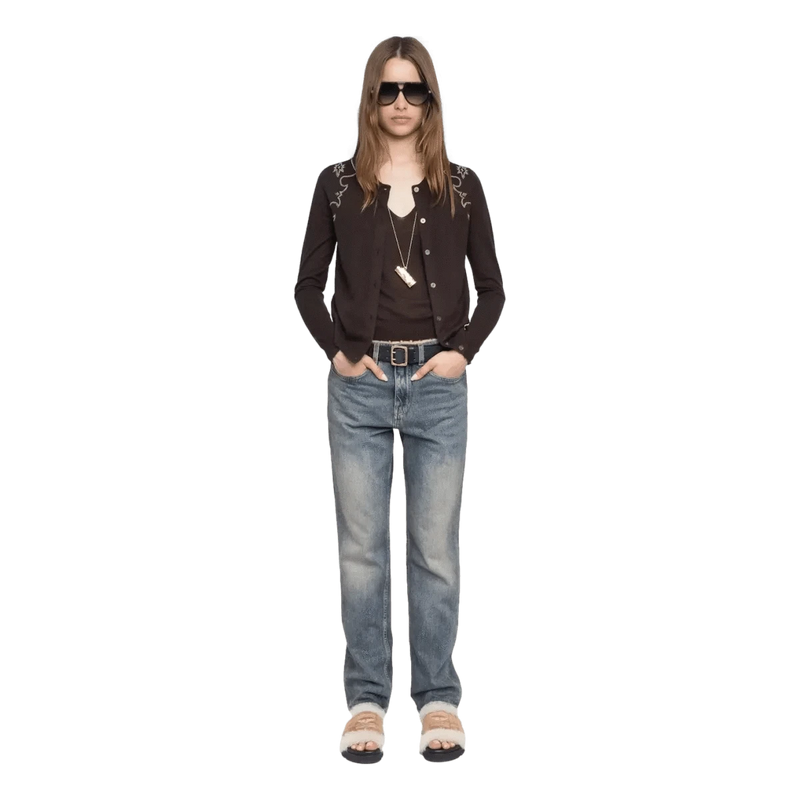 ZADIG & VOLTAIRE M VEST Zadig & Voltaire Vest Missya 100% Kasjmier Donkerbruin - Match Laren